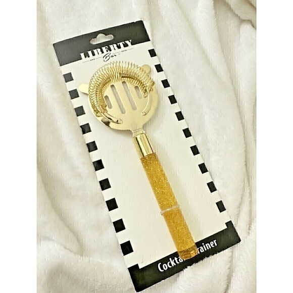 NEW Liberty Bar Cocktail Strainer Bar Gold Plated Glitter Cocktails Drinks Party - Picture 1 of 3